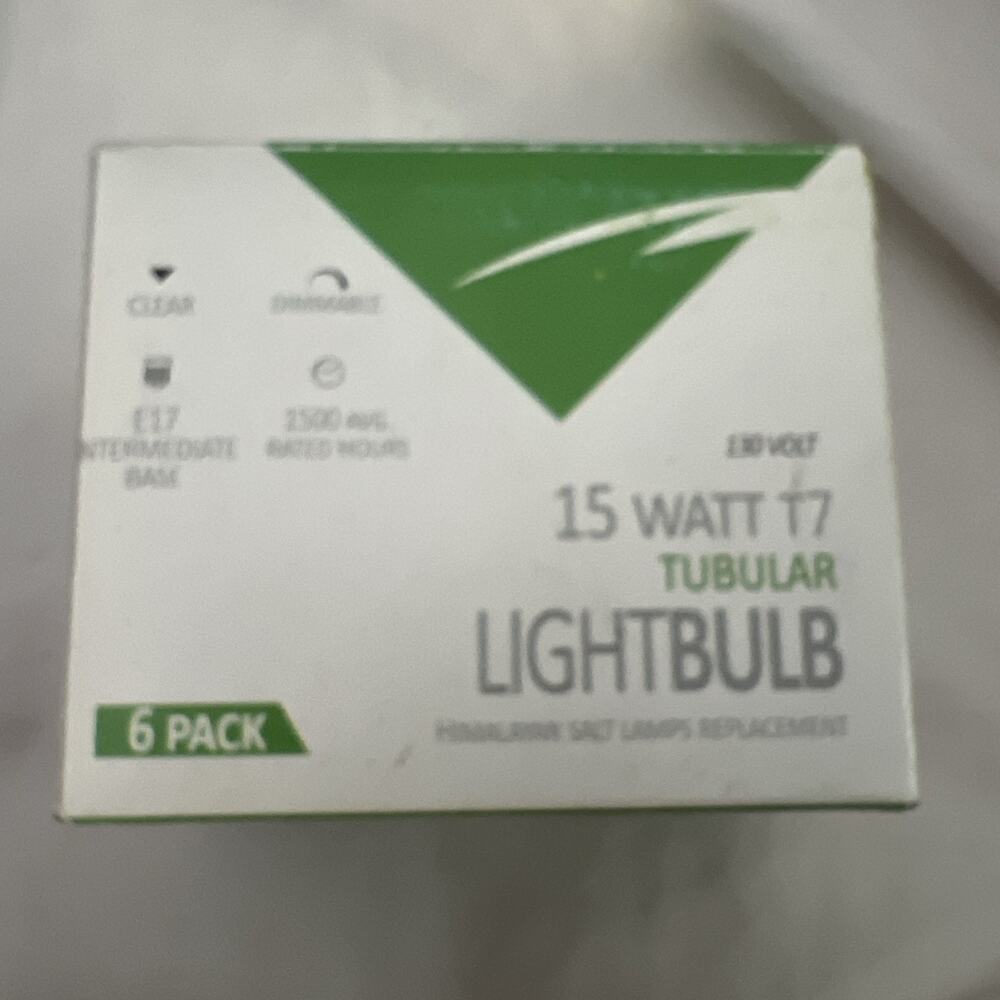 6 pack Tubular Light Bulbs, T7 Clear, Dimmable Tube Bulb, 15Watt, E17 130v